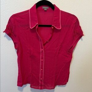 Vintage 💯 silk Ann Taylor Vibrant Pink Button-Up Blouse